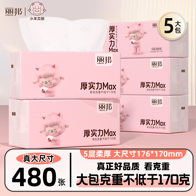 丽邦480张大包抽纸家用实惠装