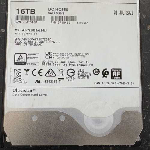 议价-西部数据HC550。企业级16t硬盘
