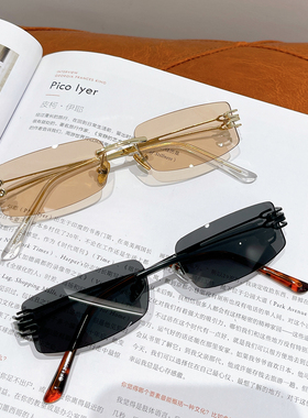 珍妮jennie同款无框茶色太阳镜