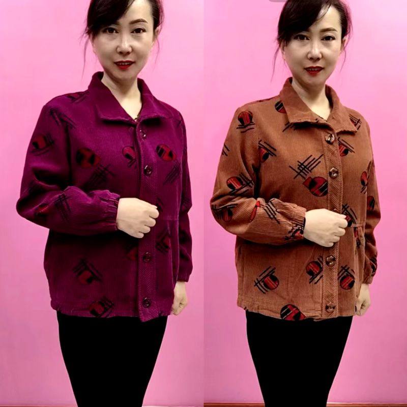 灯芯绒外套短款上衣大码休闲上衣