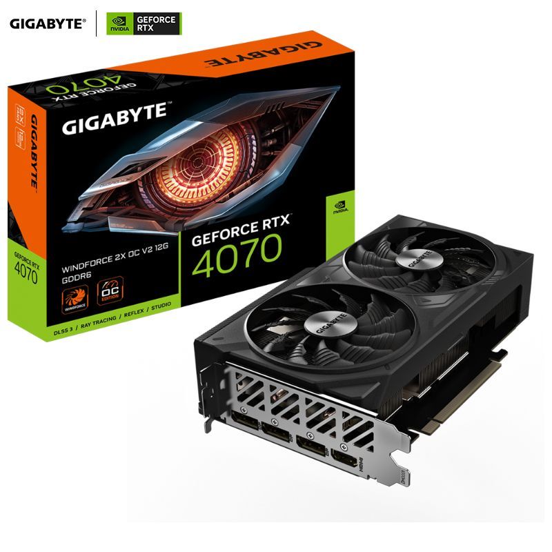 技嘉 RTX4070 WINDFORCE 2X OC 12G 风魔 双风扇 游戏显卡