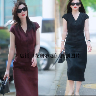 2025超火夏装一整套轻奢高级感女人味气质黑色衬衫套装裙职业女装