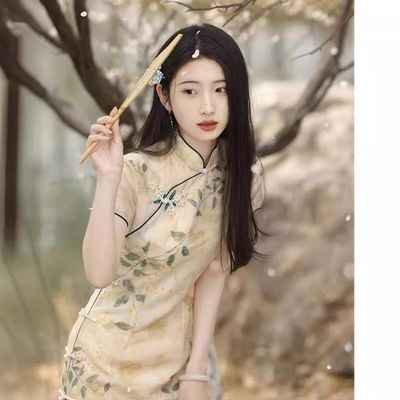 唐依恋小个子依恋旗袍新款改良风碎花唐民国中式2025春夏连衣裙日