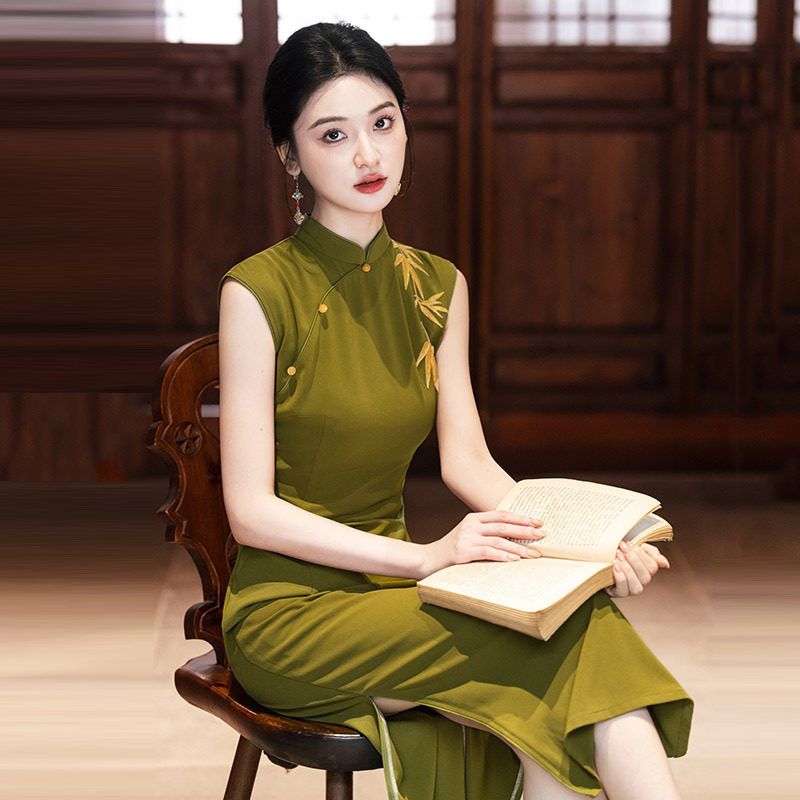 爱旗2025刺绣黑色新中式国风改良