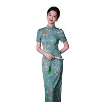 曼玉連衣裙改良版長(zhǎng)款夏季旗袍少女性感中國(guó)風(fēng)綠色復(fù)古年輕2025顯