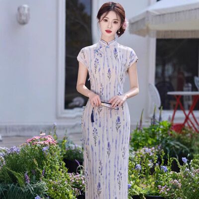 苏瑾薰衣草2025旗袍年春夏新款