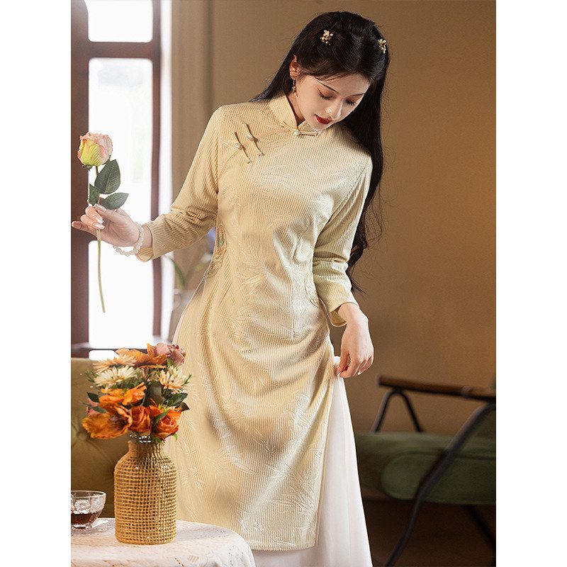 洛士款针织禅意连衣裙越南秋冬季