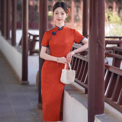 苏瑾敬酒服缎春夏风新款旗袍新