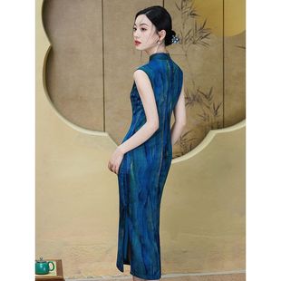 洛士外套优质新款绝美2025年蓝色高端旗袍港岛来信年轻中式优雅女