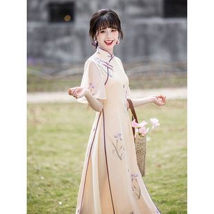 风淑女连衣裙甜美20 洛士新款 奥黛旗袍款 女新中式 年轻国风改良夏季