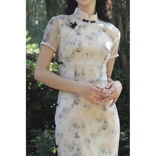 洛士旗袍年轻夏季《款连衣裙少女气质半城日常新中式烟沙》新式改