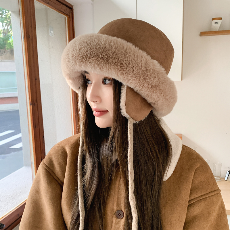 护耳帽子女秋冬高级感毛绒渔夫帽