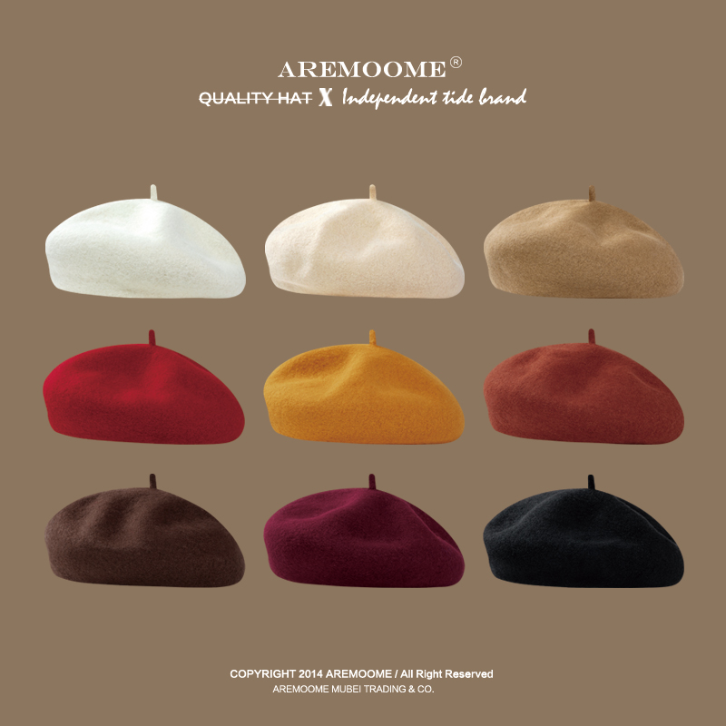 高品质纯羊毛英伦复古贝雷帽