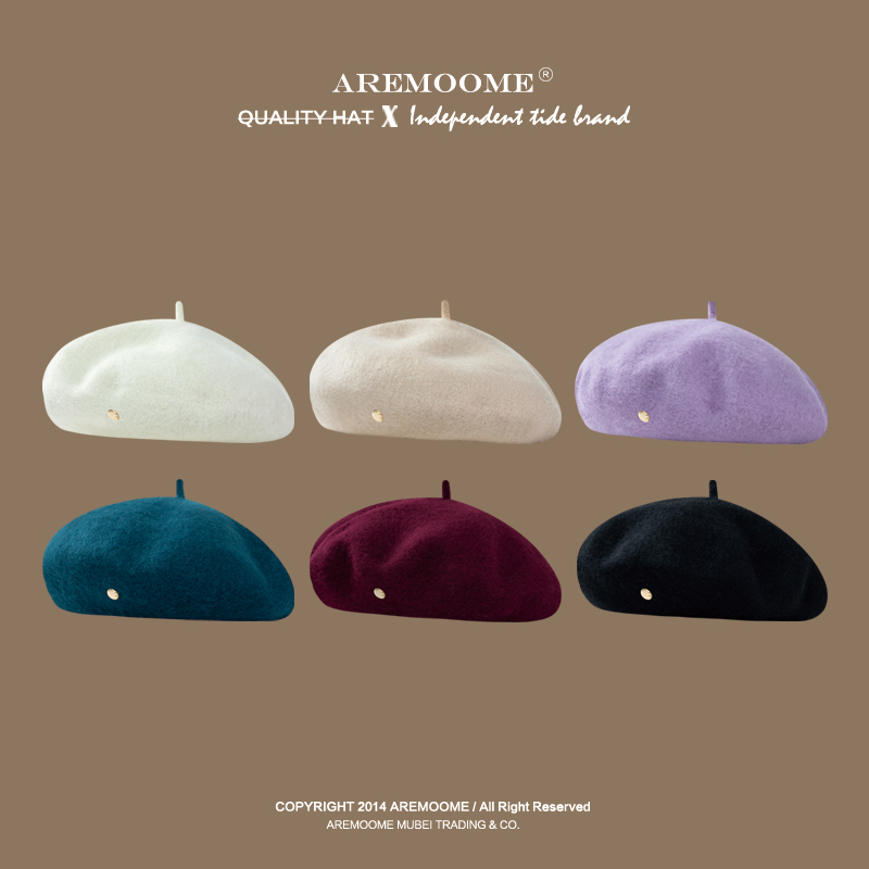 秋冬季文艺复古羊毛贝雷帽