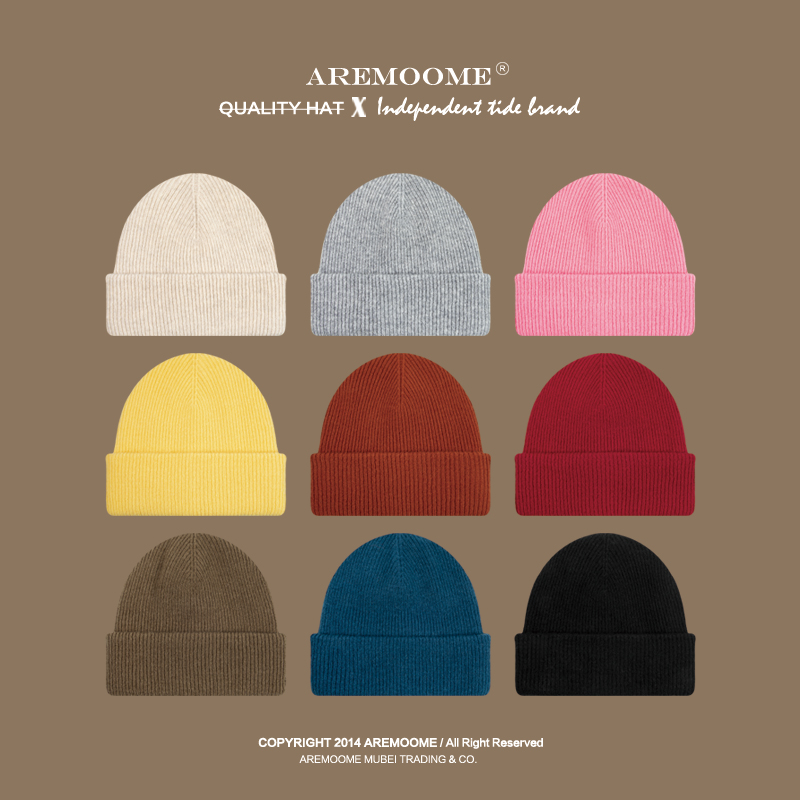 100%臻选羊毛针织帽子双层显脸小