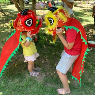 包邮民间工艺儿童狮头小孩舞狮子幼儿园表演道具南醒狮锣鼓镲套装