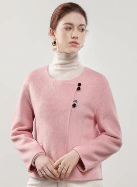 【71.4%绵羊毛】【一件清样】温柔风女士羊毛大衣双面尼外套短款