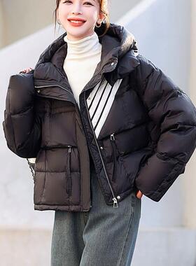 连帽羽绒棉衣宽松加厚面包服小个子短款外套时尚保暖棉服女款冬季
