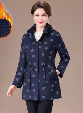 夹棉加厚收腰中长款高档风衣年轻妈妈春秋外套冬大码女装时尚高端