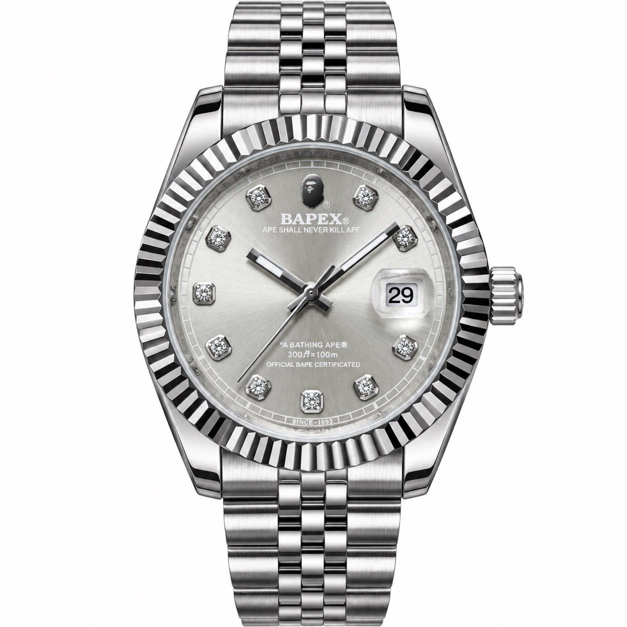 BAPEX TYPE6白金日志型机械防水精钢腕表潮牌运动猿力仕轻奢百搭