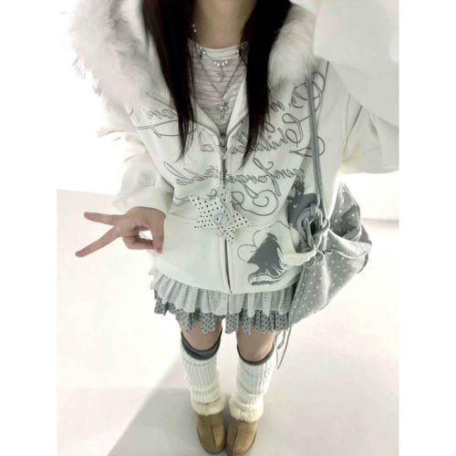 秋冬加绒宽松拉链开衫外套上衣潮