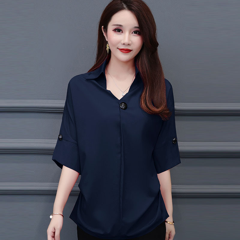 适合胖女人穿的遮肚显瘦小衫2019很仙雪纺上衣大码夏短袖洋气衬衫|ruв категории Женская одежда, женской одежды - от Buy2taobao.com для оказания профессиональной услуги покупки агента Taobao