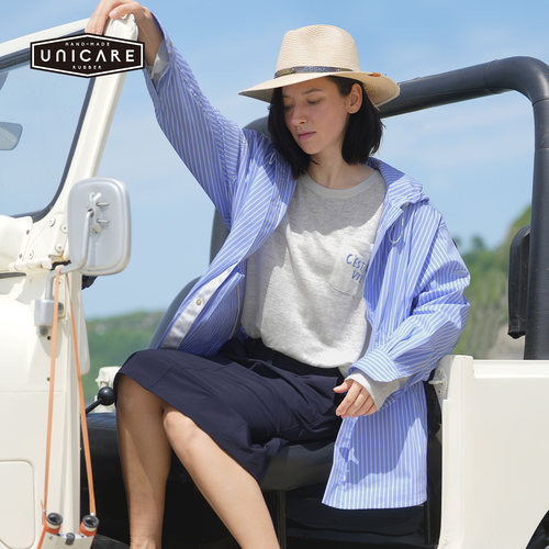 UNICARE长袖防晒连帽条纹版衬衫女款 休闲户外时尚外套2026年新品