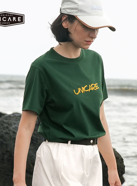 UNICARE印花春夏短袖女 圆领T恤 户外复古运动休闲上衣 2025新款