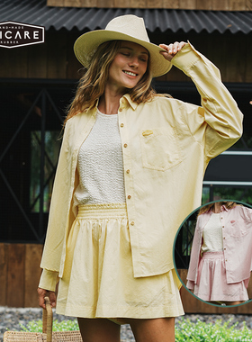 UNICARE衬衫套装女 慵懒风百搭休闲上衣短裤 柔软亲肤透气 2025