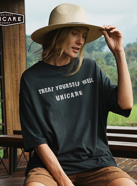 UNICARE短袖男女潮 圆领宽松T恤 户外复古休闲上衣 字母图标 2026