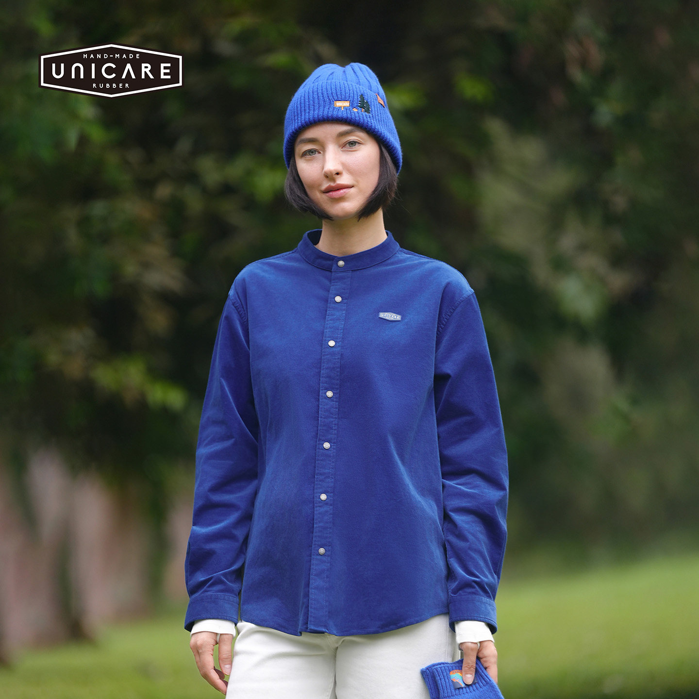 UNICARE立领长袖衬衫灯芯绒女士中长款 2026新款休闲宽松衬衣外套
