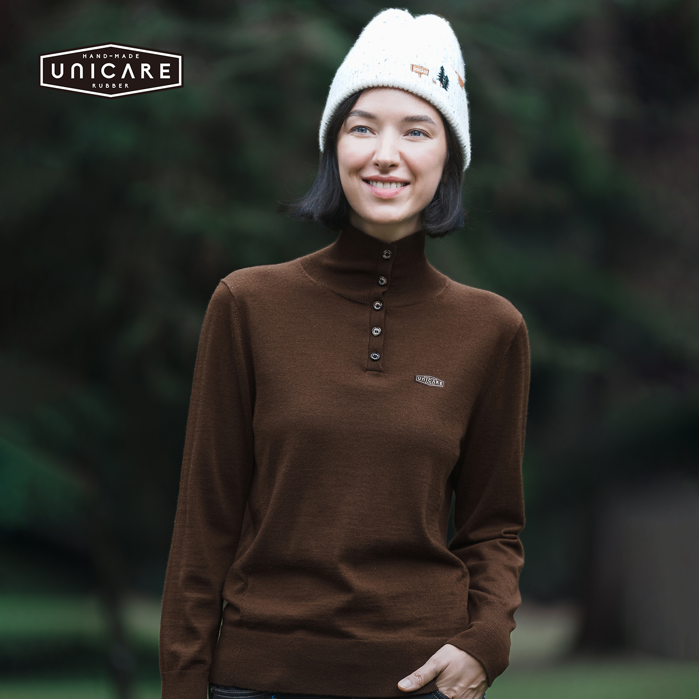 UNICARE半开领针织套头衫 长袖T恤 春秋冬舒适百搭打底衫上衣2025