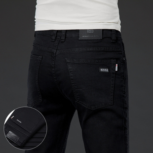薄款 秋季 高端弹力休闲直筒宽松2022年新款 裤 黑色牛仔裤 子男式 男士