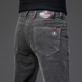 秋冬款灯芯绒商务休闲裤男士大码灯草绒裤高端条绒弹力宽松直筒裤