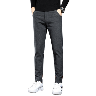 秋冬新款加绒直筒修身休闲长裤子