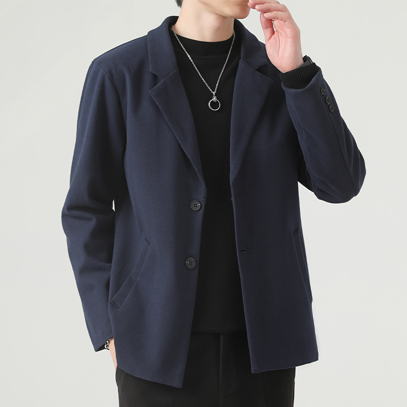 秋冬季潮流加厚毛呢休闲西服外套