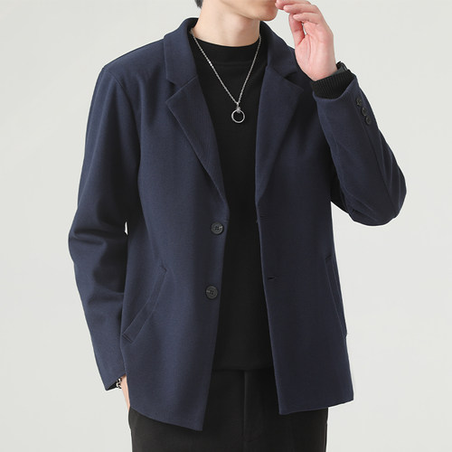 秋冬季潮流加厚毛呢休闲西服外套