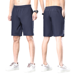 夏季薄款冰丝休闲短裤男士宽松直筒中裤纯色潮流凉感热天五分裤子