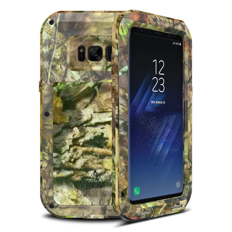 LOVE MEI Powerful Camo Series Water Resistant Shockproof Dust/Dirt/Snow Proof Aluminum Metal Outdoor Heavy Duty Case Cover for Samsung Galaxy S8 Plus & Galaxy S8