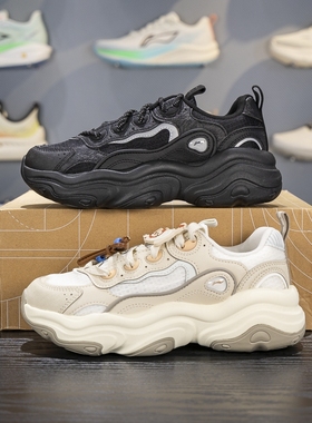 李宁风行休闲鞋女子2025秋季新款厚底增高老爹鞋运动鞋AGCV276