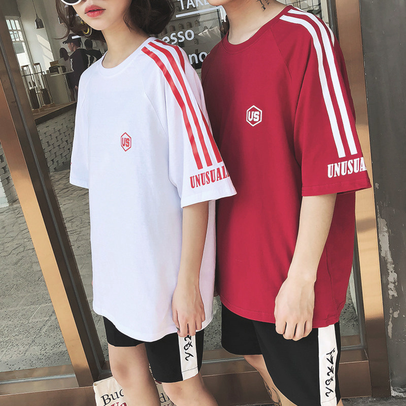 ins超火的情侣装夏装短袖t恤女原宿风bf网红同款学生班服套装潮流|ruв категории Женская одежда, футболка - от Buy2taobao.com для оказания профессиональной услуги покупки агента Taobao