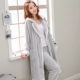 Светло -серая и белая женская халата+брюки