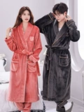 Демисезонная пижама, коралловый бархатный банный халат, фланелевый комплект для влюбленных, увеличенная толщина