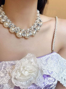 法式气质珍珠锁骨链女choker项链高级感氛围感饰品