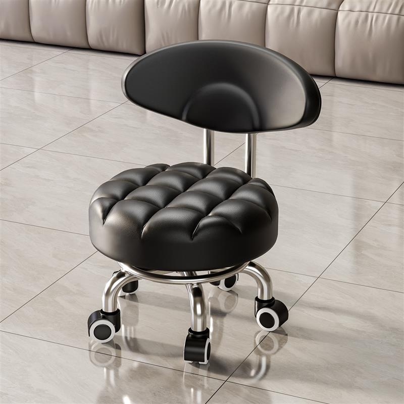 万向轮滑轮矮凳美缝小凳子家用静音带娃学步圆凳带轮移动靠背椅子