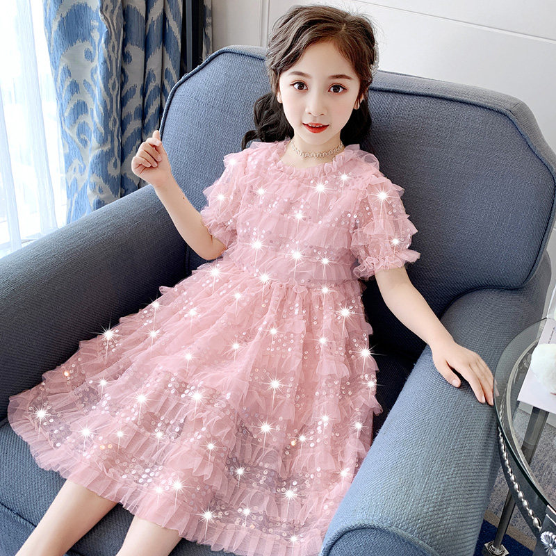 。女童5连衣裙20夏装新款儿童6洋气蓬蓬公主裙子女孩夏季网纱仙女