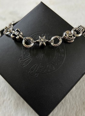 做旧2025新款手链复古泰银个性时尚首饰形十字花手链潮人男女情侣