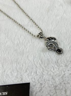 泰银做旧款飞龙珠子项链男潮轻奢小众女高级感嘻哈吊坠说唱锁骨链