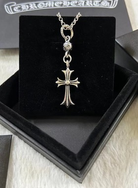 2025做旧嘻哈霸气复古十字架毛衣链男女情侣高版时尚泰银饰品吊坠