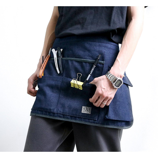 日式半身围裙定制logo理发师园艺美甲美发围腰女画画牛仔工作服男